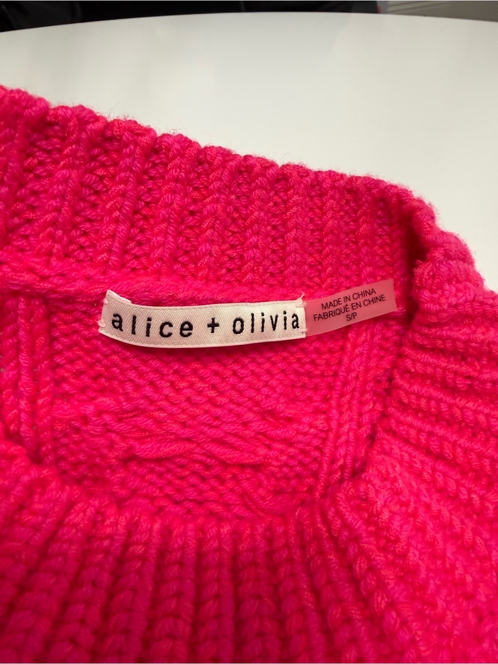 Alice + Olivia Pink Cable Knit Scoop Sweater - Picture 6 of 7